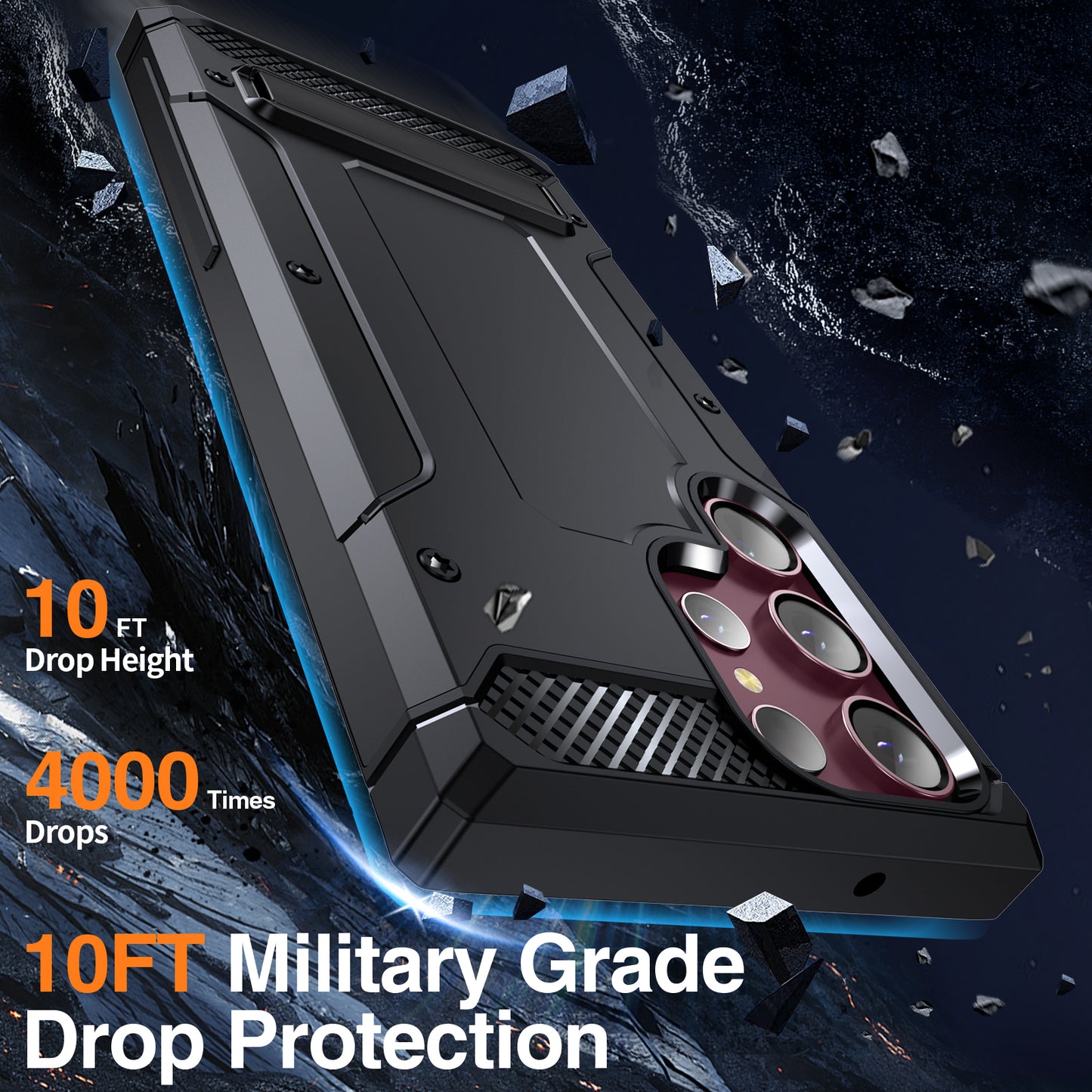 For Samsung Galaxy S23 Ultra Metal Kickstand Phone Case TPU + PC Drop-proof Cover