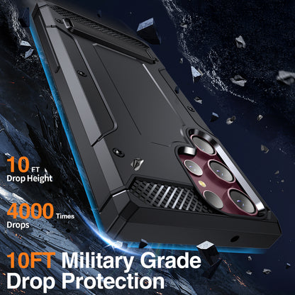 For Samsung Galaxy S23 Ultra Metal Kickstand Phone Case TPU + PC Drop-proof Cover