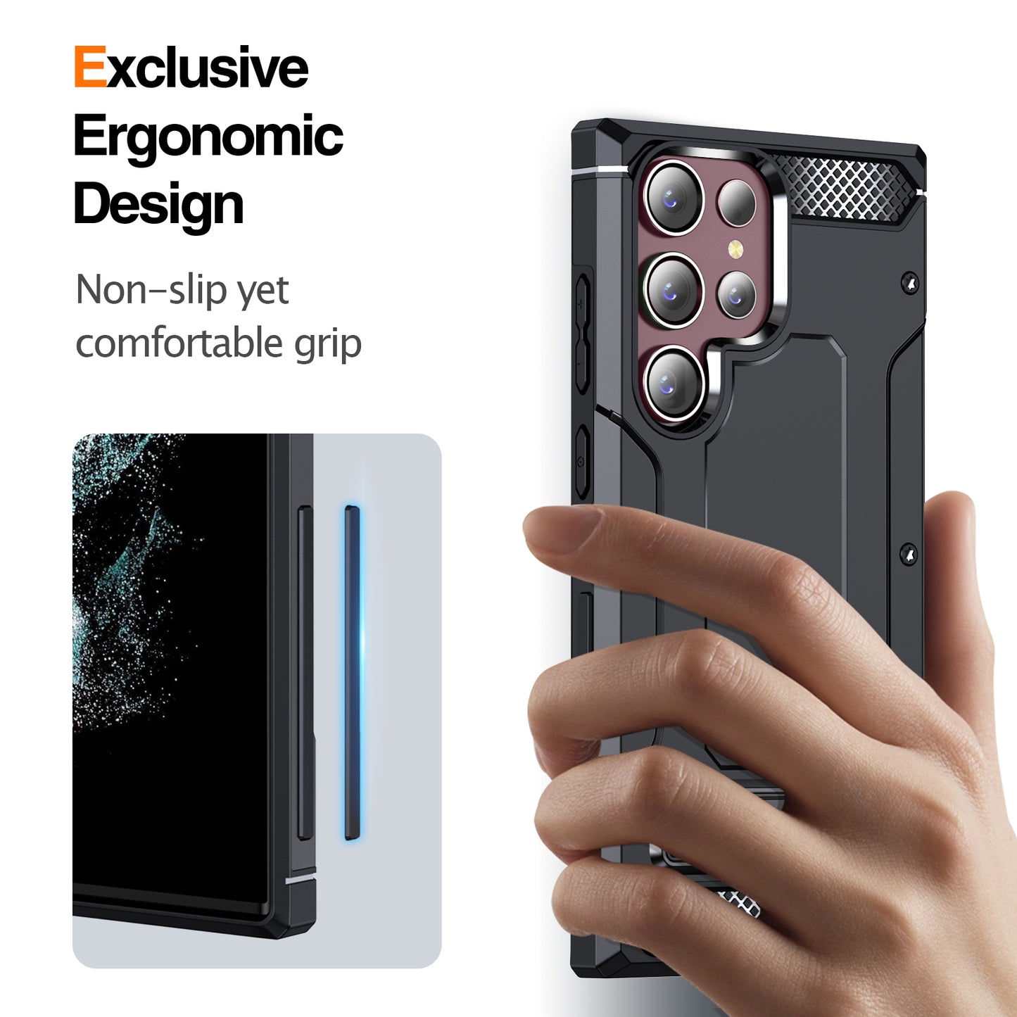 For Samsung Galaxy S23 Ultra Metal Kickstand Phone Case TPU + PC Drop-proof Cover