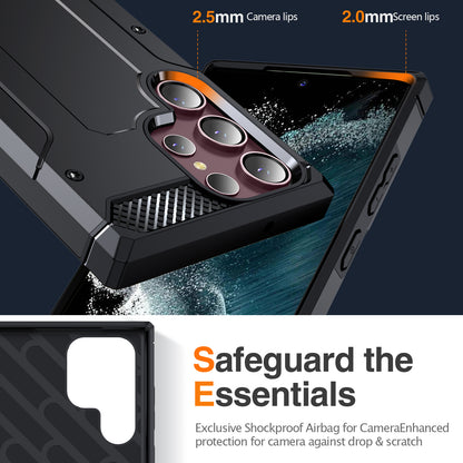 For Samsung Galaxy S23 Ultra Metal Kickstand Phone Case TPU + PC Drop-proof Cover