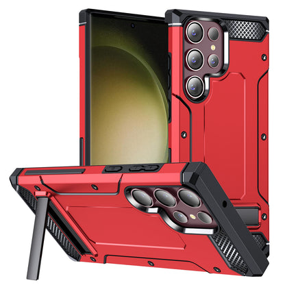 For Samsung Galaxy S23 Ultra Metal Kickstand Phone Case TPU + PC Drop-proof Cover
