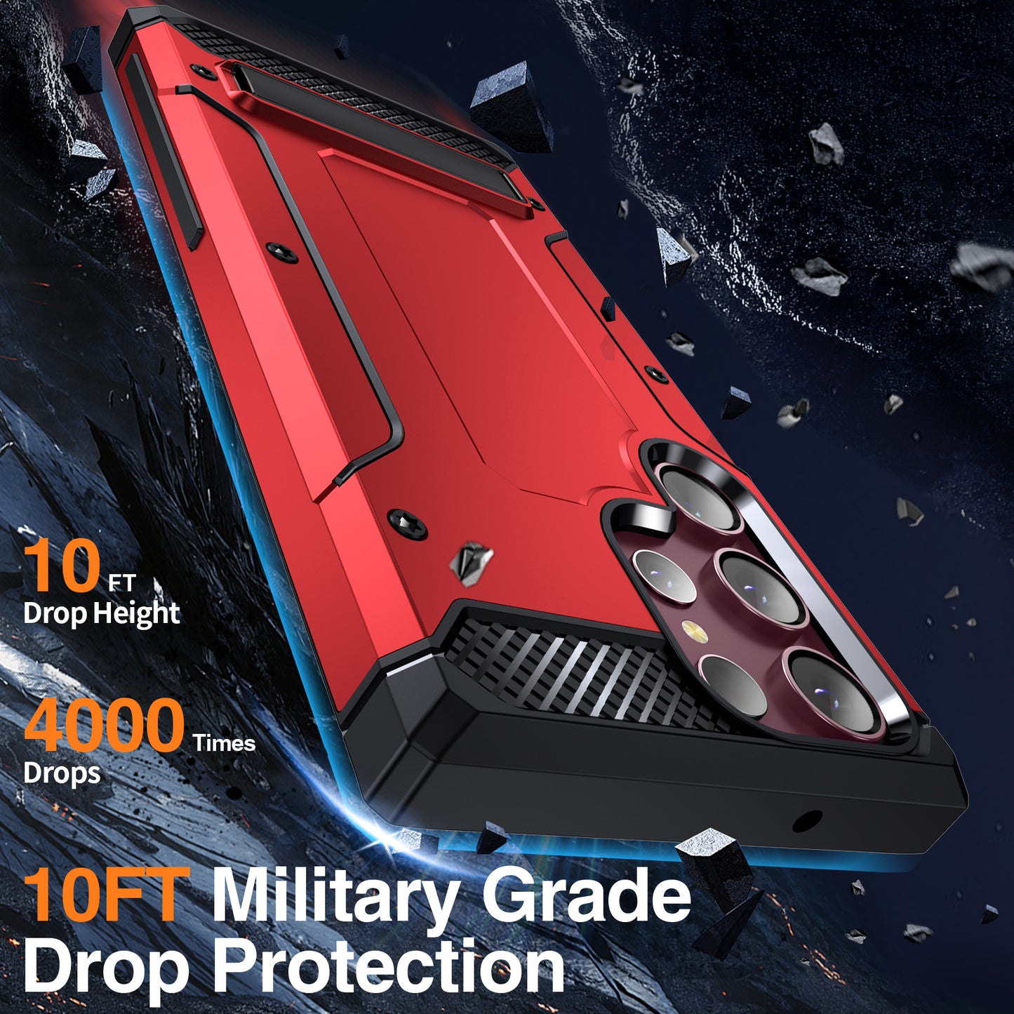 For Samsung Galaxy S23 Ultra Metal Kickstand Phone Case TPU + PC Drop-proof Cover