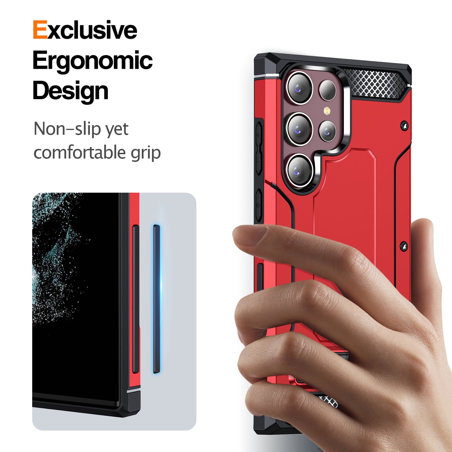 For Samsung Galaxy S23 Ultra Metal Kickstand Phone Case TPU + PC Drop-proof Cover