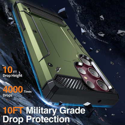 For Samsung Galaxy S23 Ultra Metal Kickstand Phone Case TPU + PC Drop-proof Cover