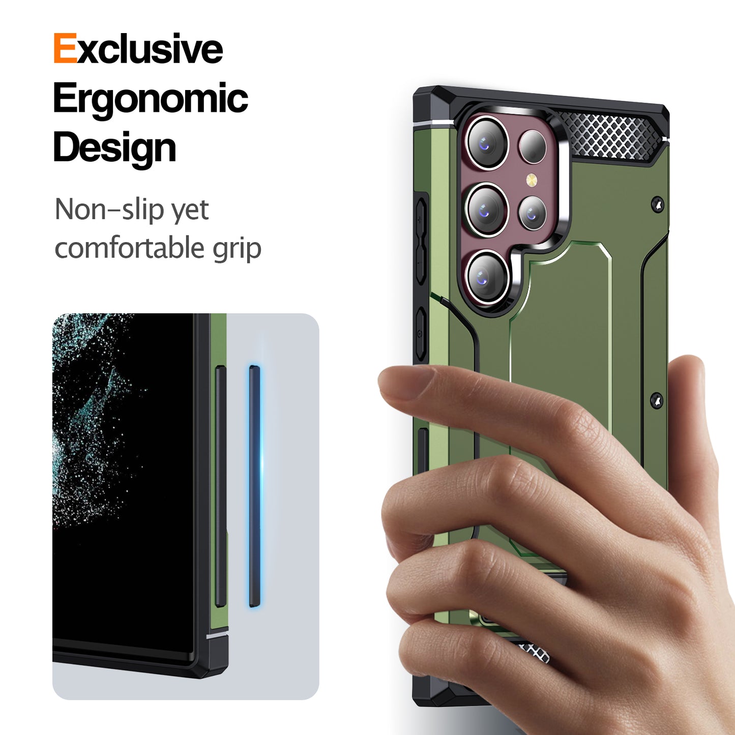 For Samsung Galaxy S23 Ultra Metal Kickstand Phone Case TPU + PC Drop-proof Cover