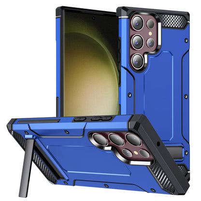For Samsung Galaxy S23 Ultra Metal Kickstand Phone Case TPU + PC Drop-proof Cover