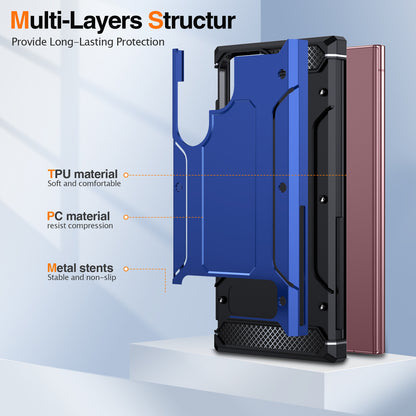 For Samsung Galaxy S23 Ultra Metal Kickstand Phone Case TPU + PC Drop-proof Cover