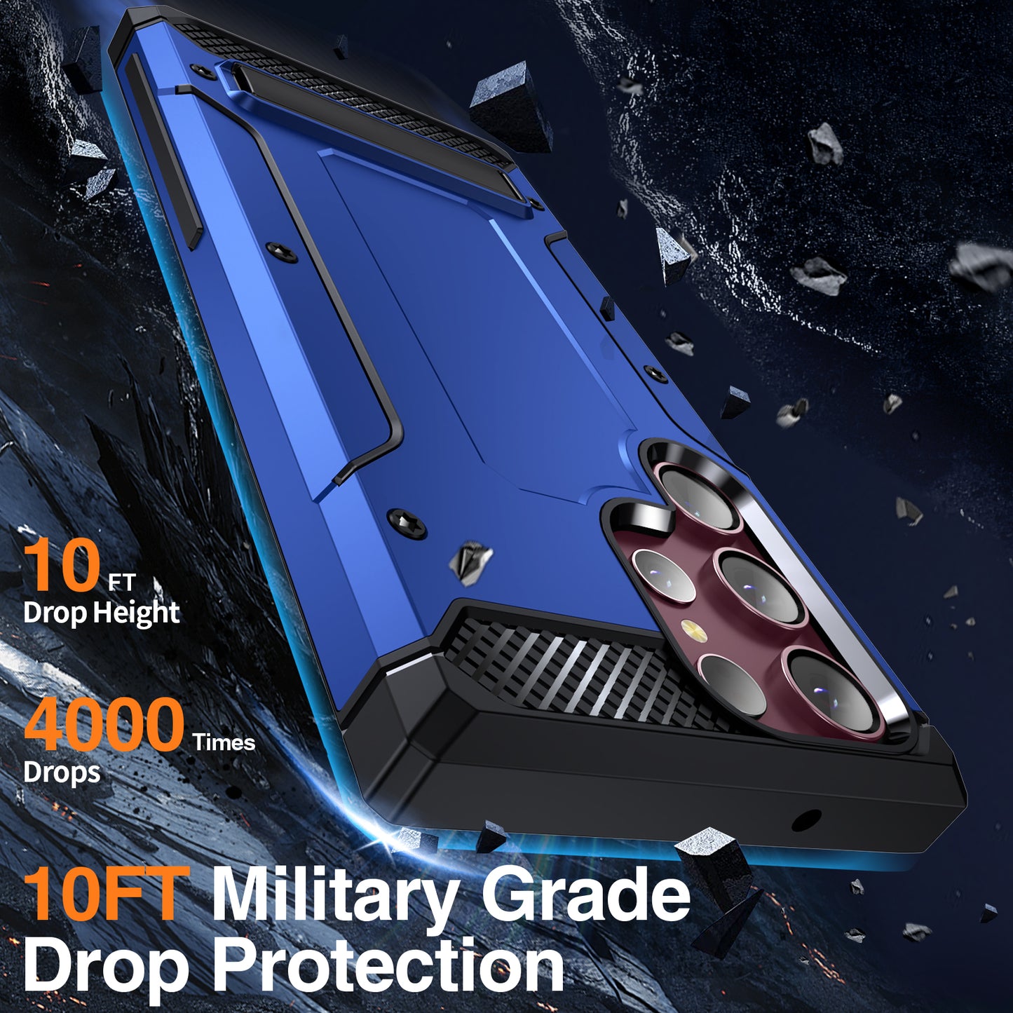 For Samsung Galaxy S23 Ultra Metal Kickstand Phone Case TPU + PC Drop-proof Cover