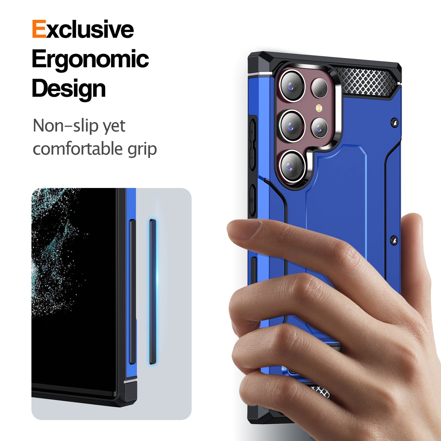 For Samsung Galaxy S23 Ultra Metal Kickstand Phone Case TPU + PC Drop-proof Cover