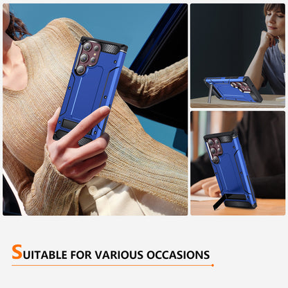 For Samsung Galaxy S23 Ultra Metal Kickstand Phone Case TPU + PC Drop-proof Cover