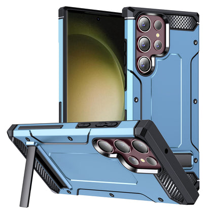 For Samsung Galaxy S23 Ultra Metal Kickstand Phone Case TPU + PC Drop-proof Cover