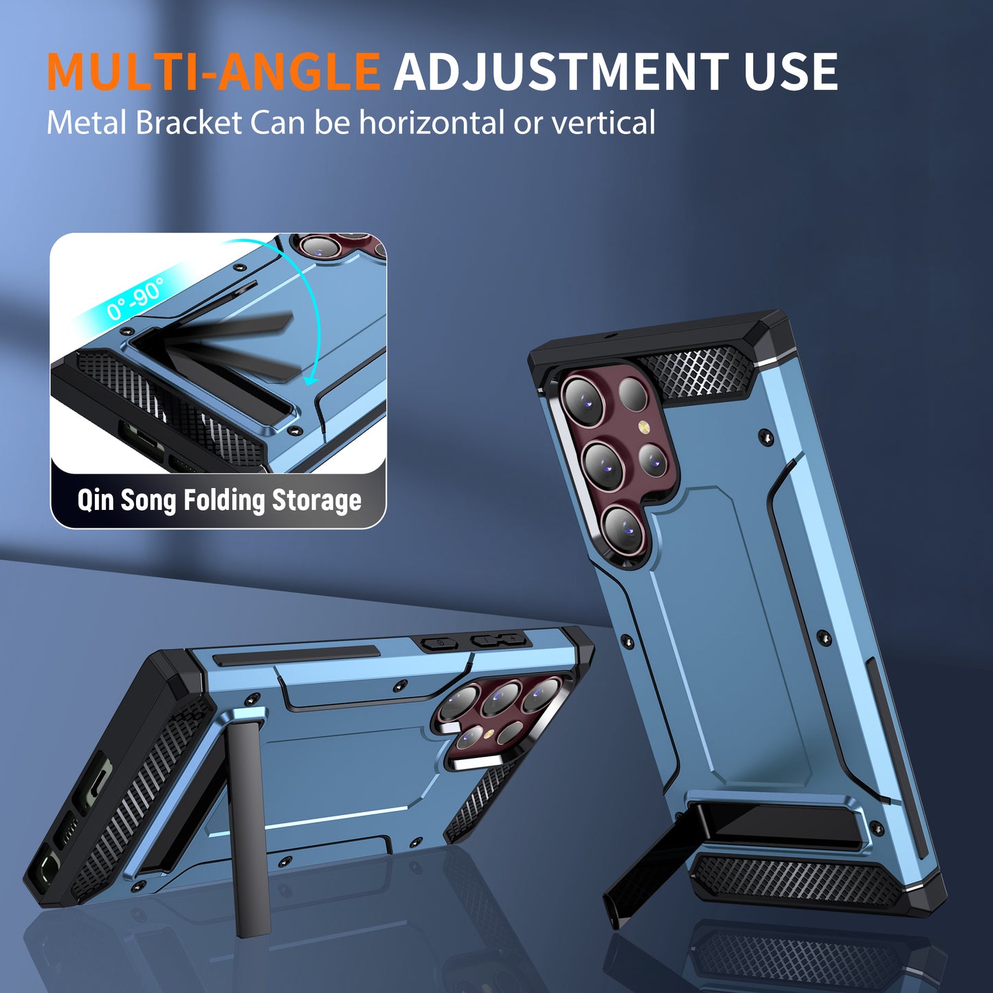 For Samsung Galaxy S23 Ultra Metal Kickstand Phone Case TPU + PC Drop-proof Cover