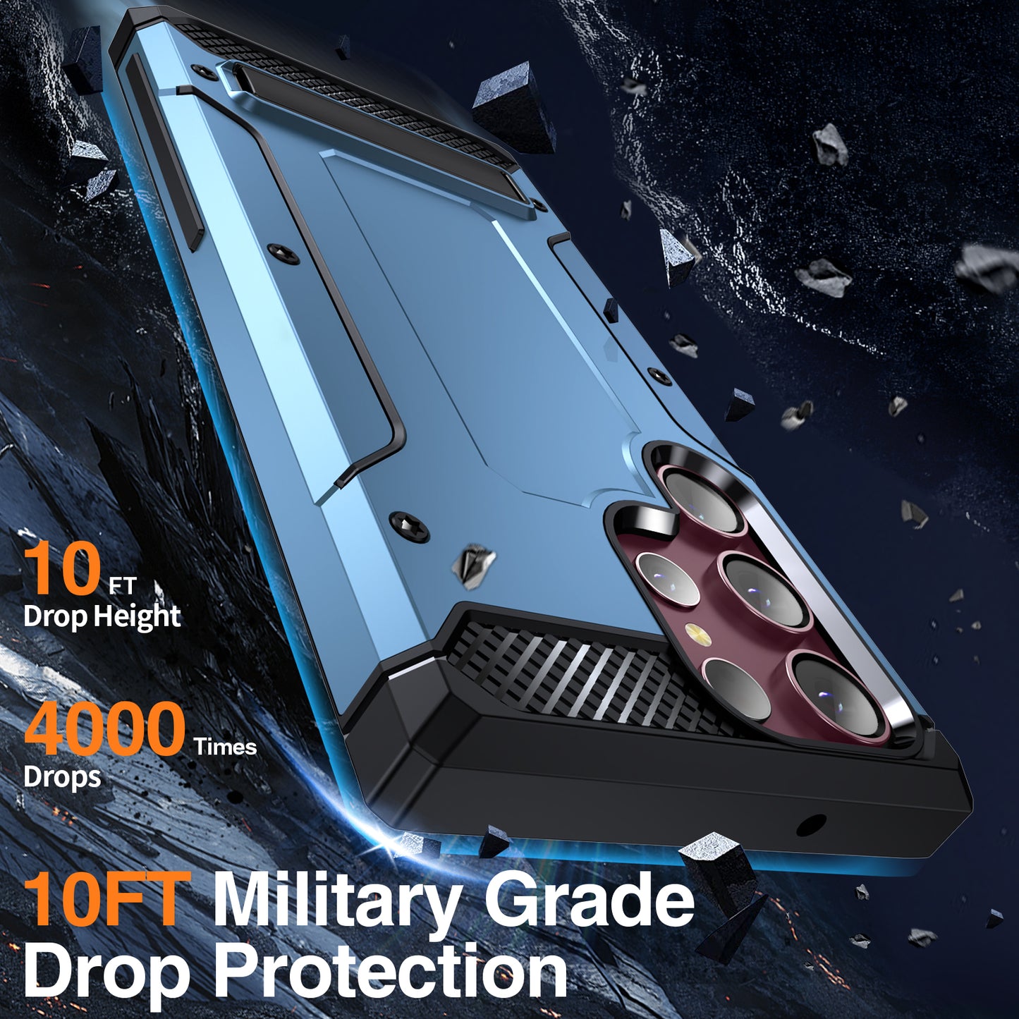 For Samsung Galaxy S23 Ultra Metal Kickstand Phone Case TPU + PC Drop-proof Cover