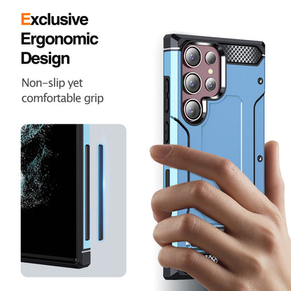 For Samsung Galaxy S23 Ultra Metal Kickstand Phone Case TPU + PC Drop-proof Cover