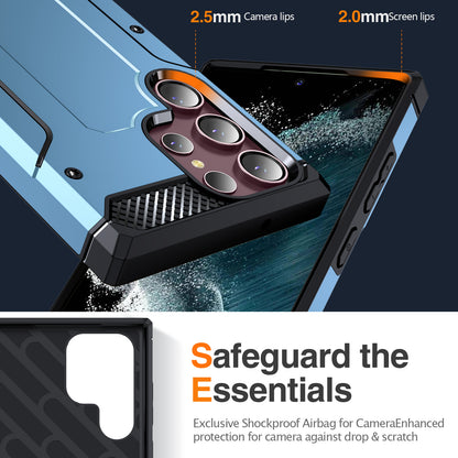 For Samsung Galaxy S23 Ultra Metal Kickstand Phone Case TPU + PC Drop-proof Cover