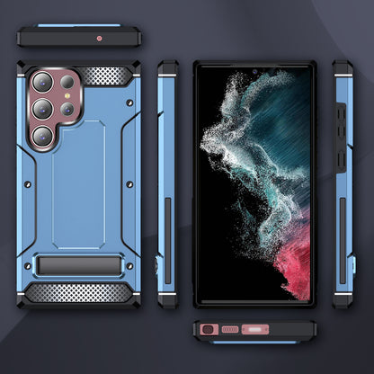 For Samsung Galaxy S23 Ultra Metal Kickstand Phone Case TPU + PC Drop-proof Cover