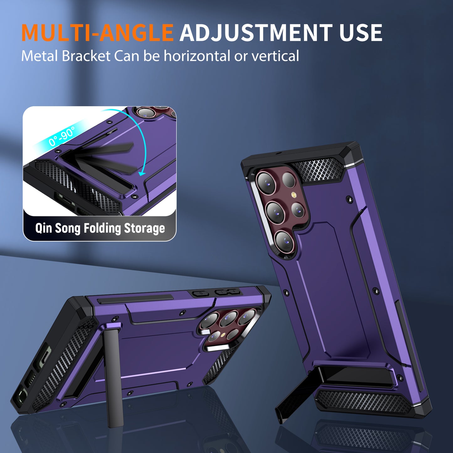 For Samsung Galaxy S23 Ultra Metal Kickstand Phone Case TPU + PC Drop-proof Cover