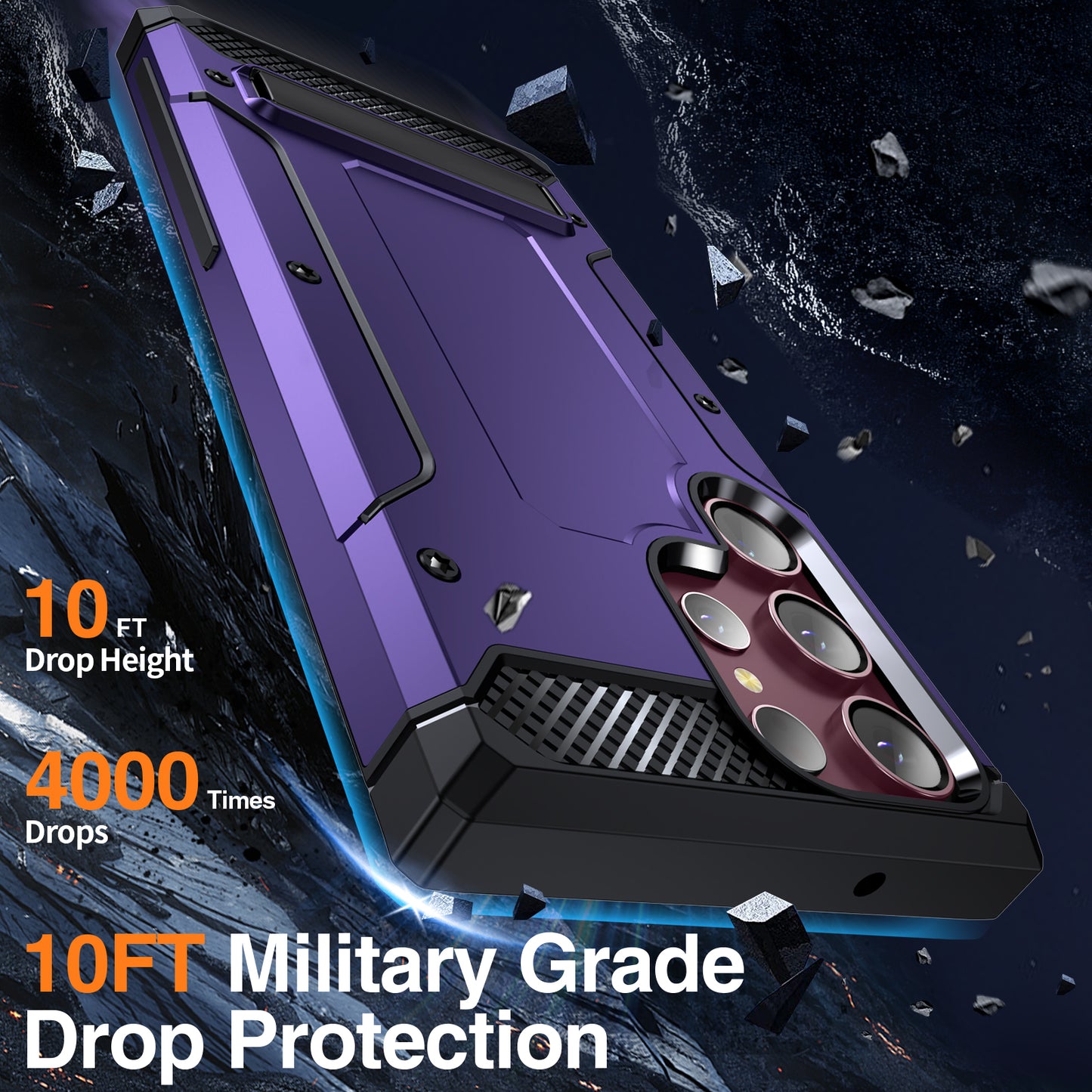 For Samsung Galaxy S23 Ultra Metal Kickstand Phone Case TPU + PC Drop-proof Cover
