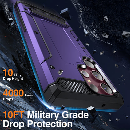 For Samsung Galaxy S23 Ultra Metal Kickstand Phone Case TPU + PC Drop-proof Cover