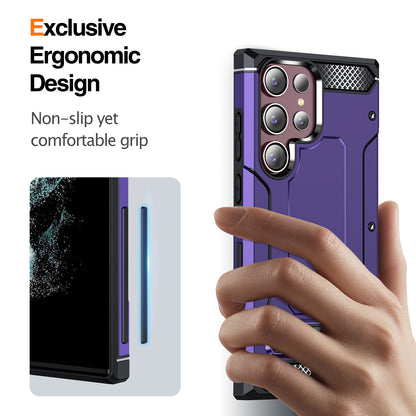 For Samsung Galaxy S23 Ultra Metal Kickstand Phone Case TPU + PC Drop-proof Cover