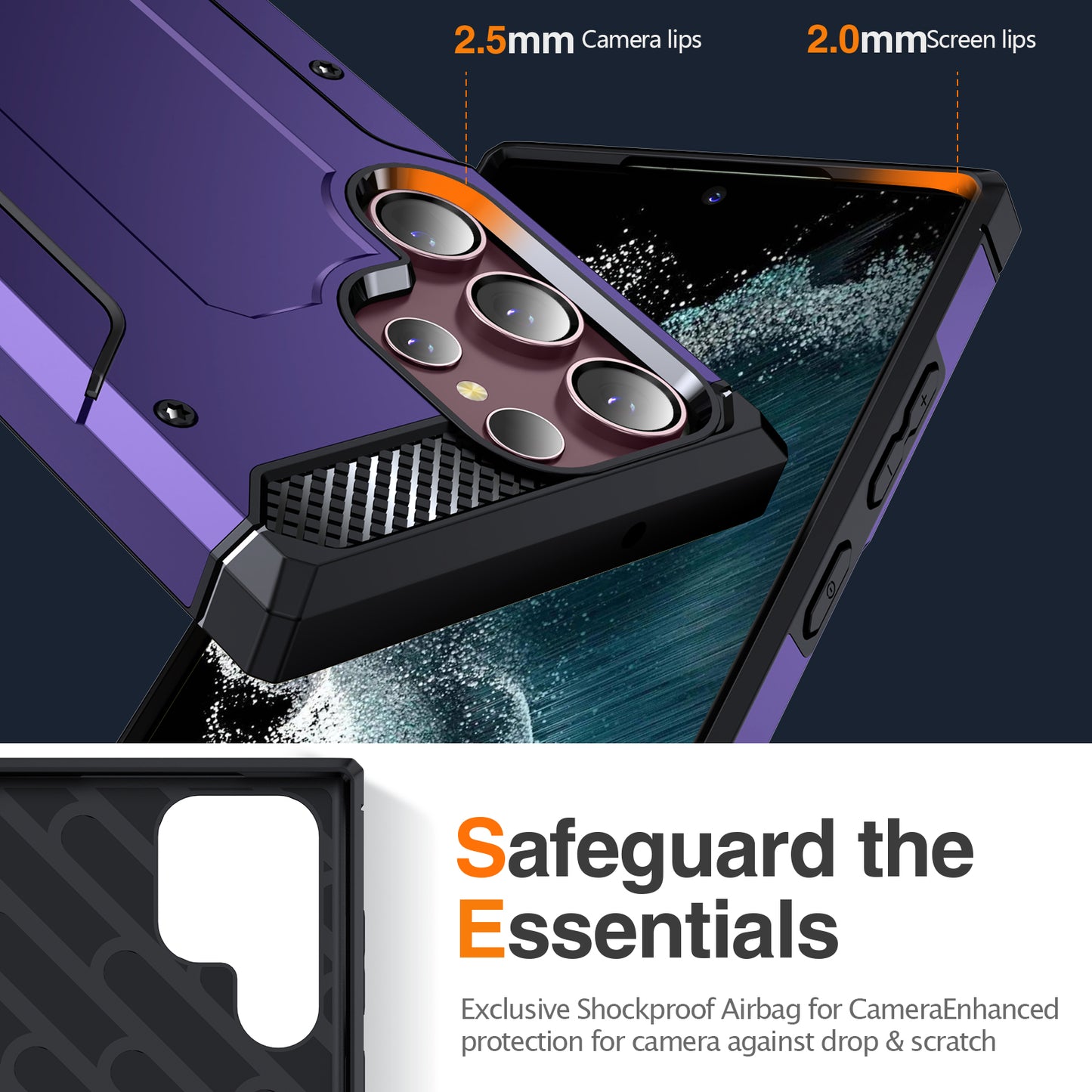 For Samsung Galaxy S23 Ultra Metal Kickstand Phone Case TPU + PC Drop-proof Cover