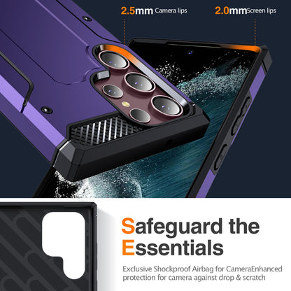 For Samsung Galaxy S23 Ultra Metal Kickstand Phone Case TPU + PC Drop-proof Cover