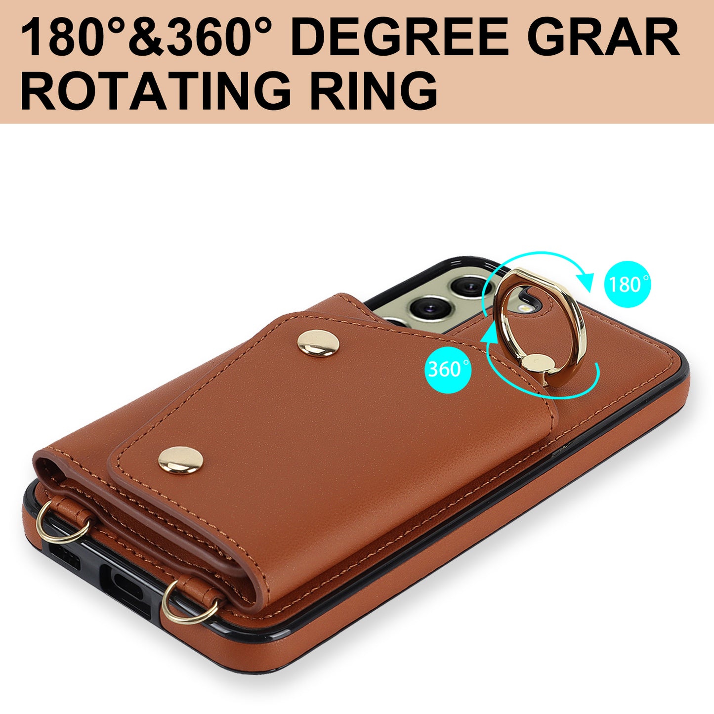 For Samsung Galaxy S21 FE 5G Zipper Wallet Crossbody Phone Case PU Leather Coated TPU Kickstand Cover