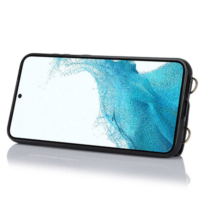 Zipper Wallet Phone Case for Samsung Galaxy S22+ 5G PU Leather Coated TPU Ring Kickstand Phone Cover