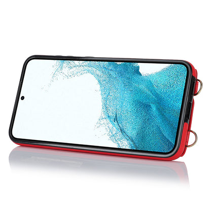 Zipper Wallet Phone Case for Samsung Galaxy S22+ 5G PU Leather Coated TPU Ring Kickstand Phone Cover