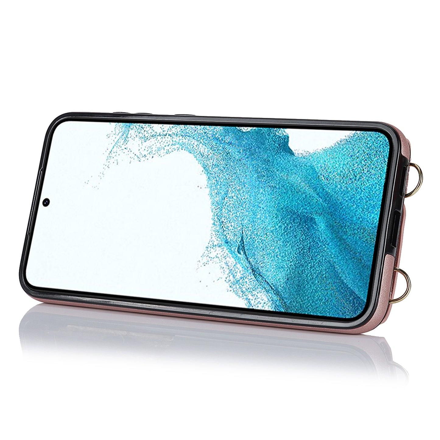 Zipper Wallet Phone Case for Samsung Galaxy S22+ 5G PU Leather Coated TPU Ring Kickstand Phone Cover