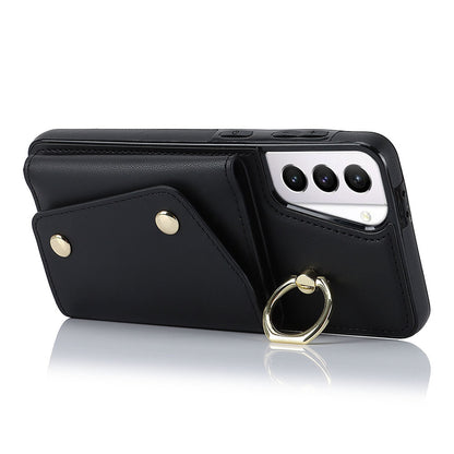 For Samsung Galaxy S21 4G / 5G Kickstand Case Zipper Wallet PU Leather Coated TPU Crossbody Phone Cover