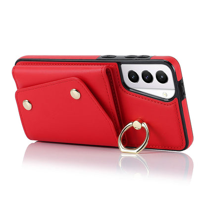 For Samsung Galaxy S21 4G / 5G Kickstand Case Zipper Wallet PU Leather Coated TPU Crossbody Phone Cover