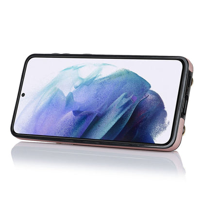 For Samsung Galaxy S21 4G / 5G Kickstand Case Zipper Wallet PU Leather Coated TPU Crossbody Phone Cover