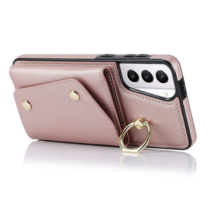 For Samsung Galaxy S21 4G / 5G Kickstand Case Zipper Wallet PU Leather Coated TPU Crossbody Phone Cover