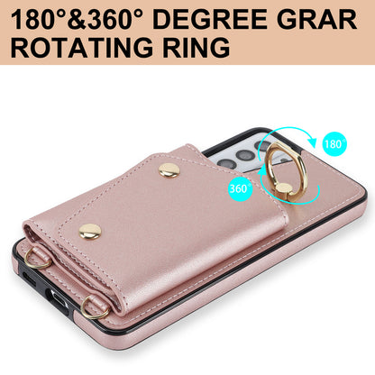 For Samsung Galaxy S21 4G / 5G Kickstand Case Zipper Wallet PU Leather Coated TPU Crossbody Phone Cover