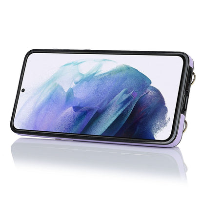 For Samsung Galaxy S21 4G / 5G Kickstand Case Zipper Wallet PU Leather Coated TPU Crossbody Phone Cover