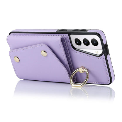 For Samsung Galaxy S21 4G / 5G Kickstand Case Zipper Wallet PU Leather Coated TPU Crossbody Phone Cover