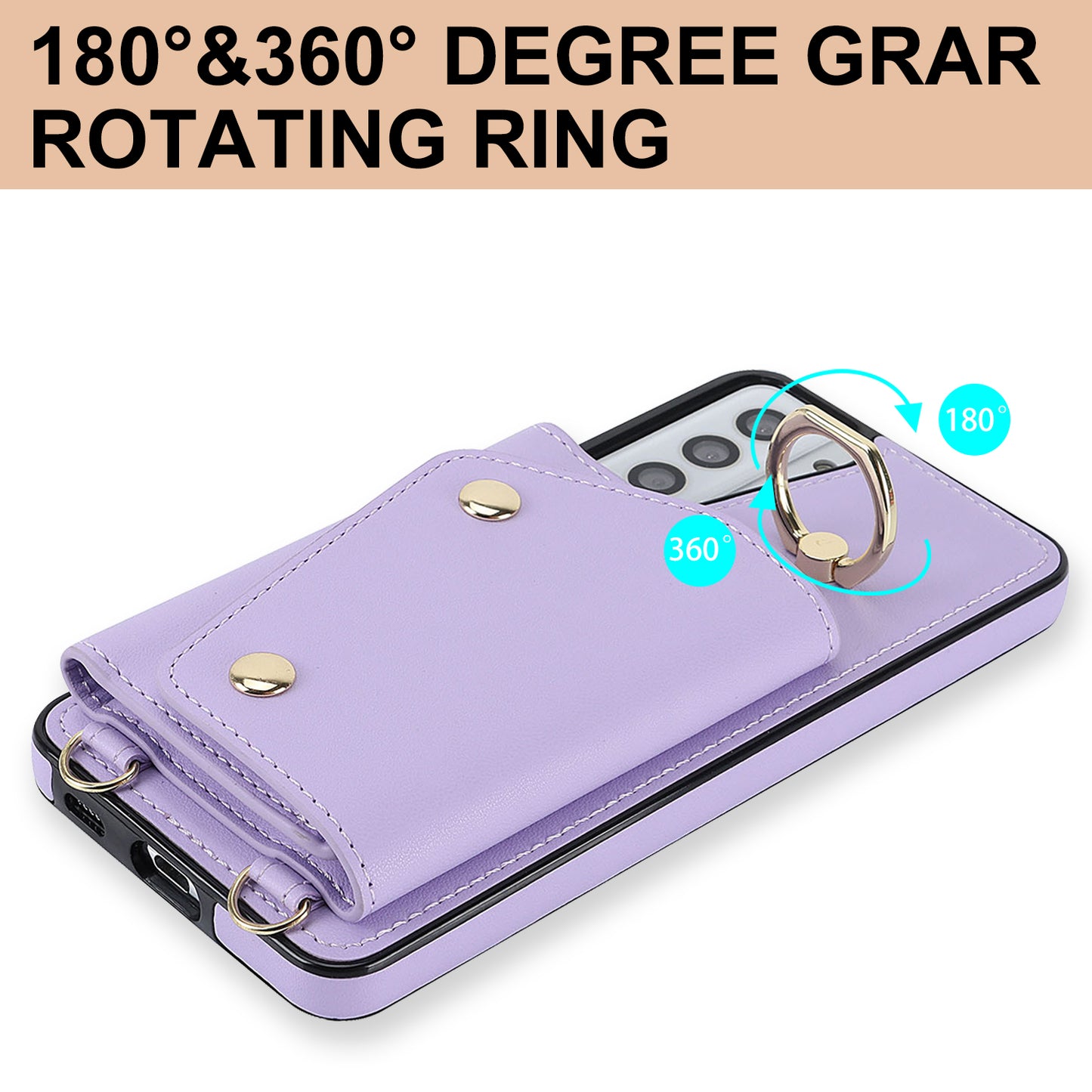 For Samsung Galaxy S21 4G / 5G Kickstand Case Zipper Wallet PU Leather Coated TPU Crossbody Phone Cover