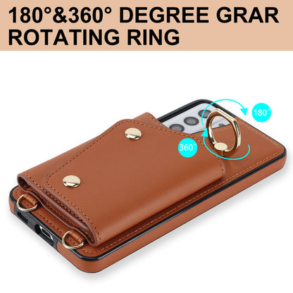 For Samsung Galaxy S21 4G / 5G Kickstand Case Zipper Wallet PU Leather Coated TPU Crossbody Phone Cover