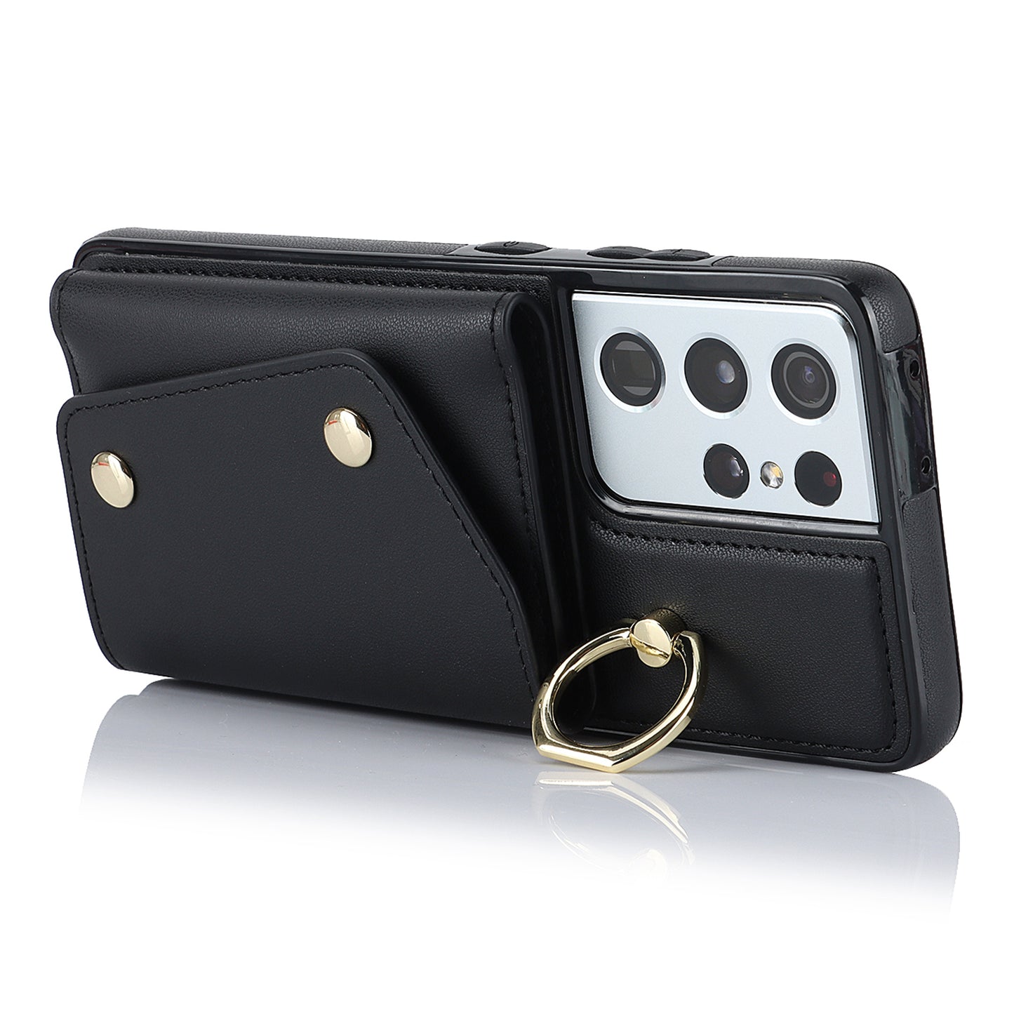 For Samsung Galaxy S21 Ultra 5G Crossbody Phone Case with Zipper Wallet Kickstand, PU Leather Coated TPU Cover