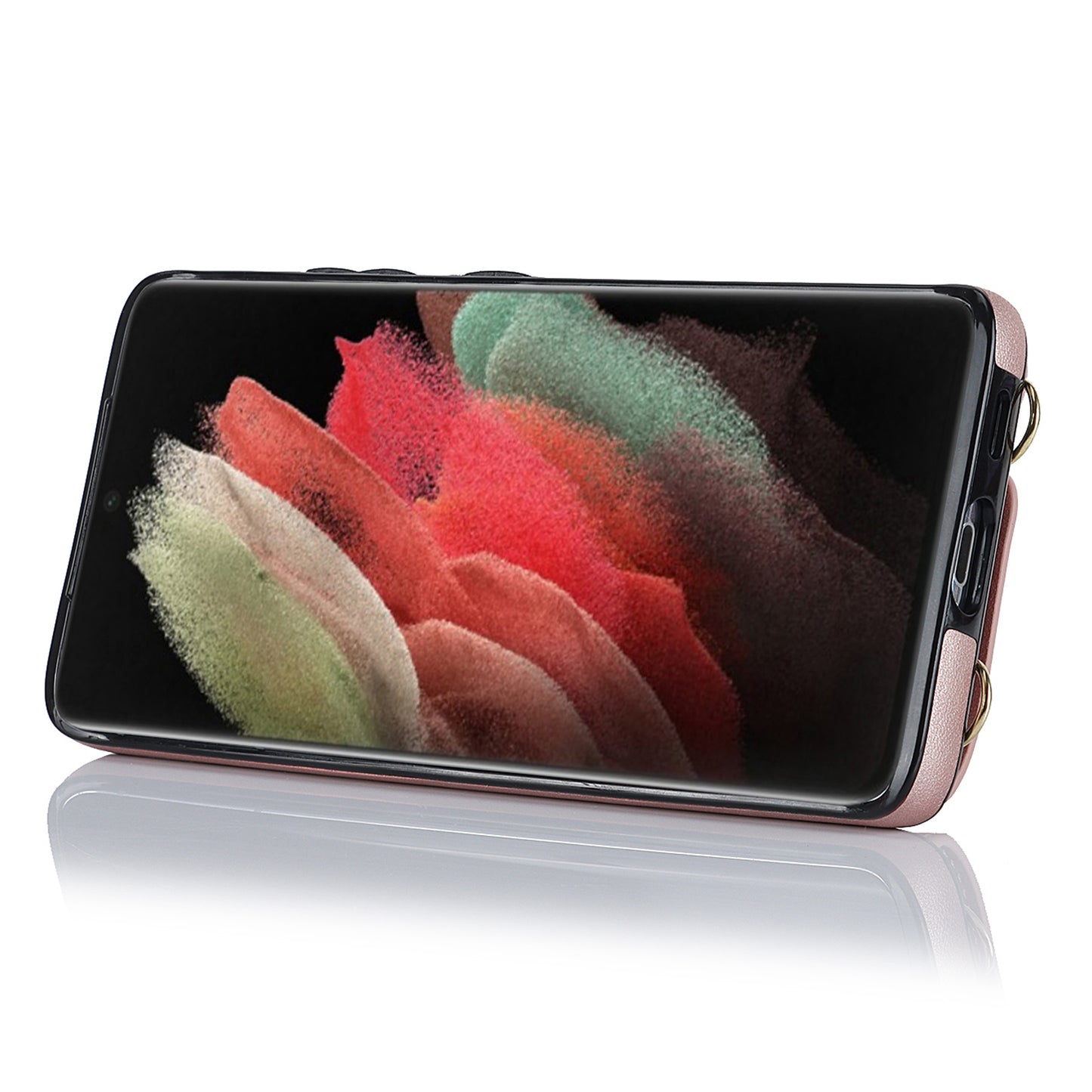 For Samsung Galaxy S21 Ultra 5G Crossbody Phone Case with Zipper Wallet Kickstand, PU Leather Coated TPU Cover