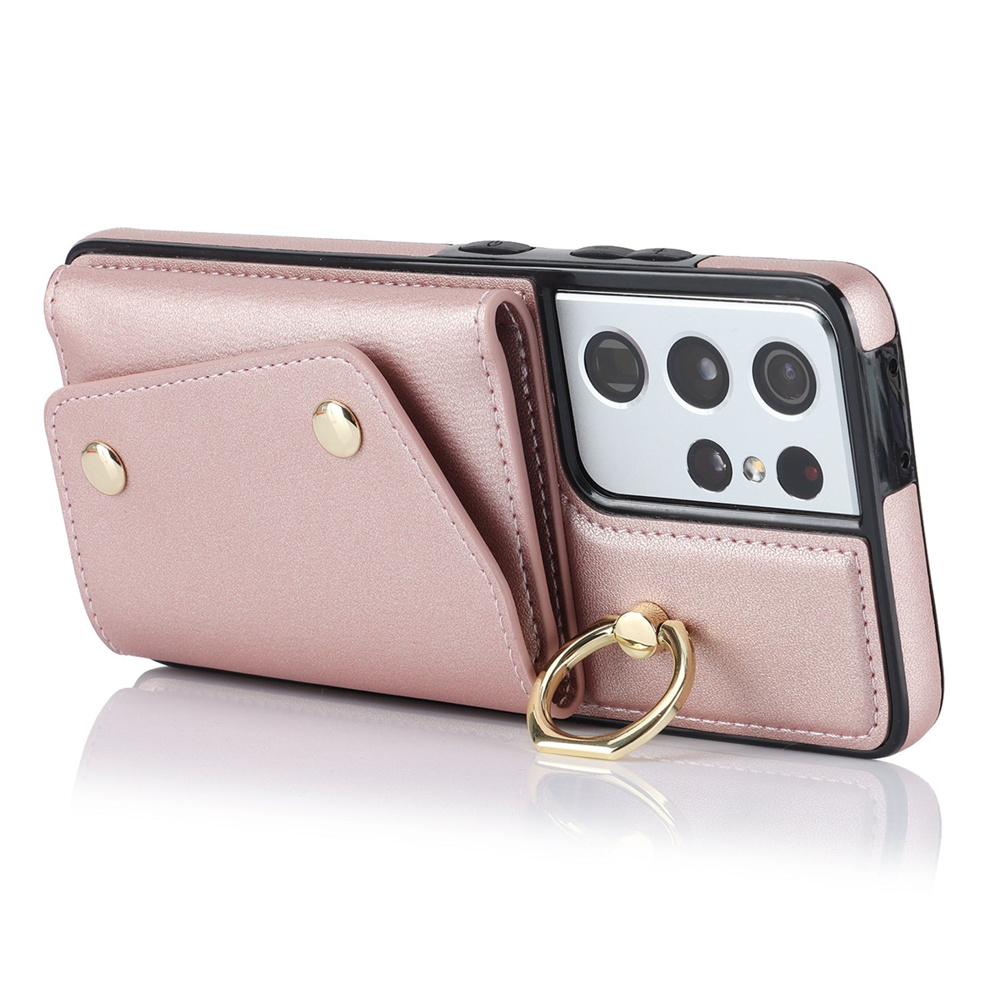 For Samsung Galaxy S21 Ultra 5G Crossbody Phone Case with Zipper Wallet Kickstand, PU Leather Coated TPU Cover