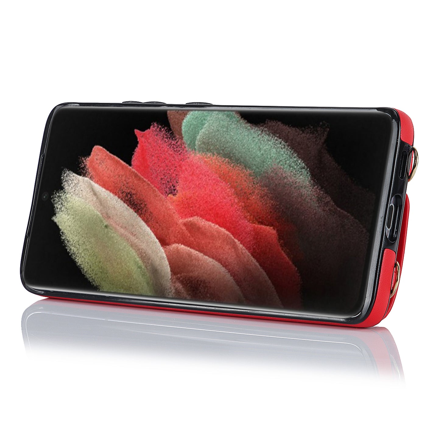 For Samsung Galaxy S21 Ultra 5G Crossbody Phone Case with Zipper Wallet Kickstand, PU Leather Coated TPU Cover