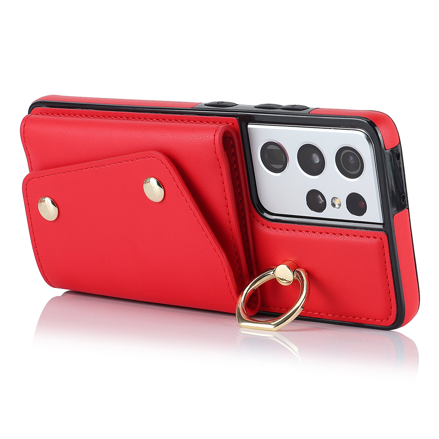 For Samsung Galaxy S21 Ultra 5G Crossbody Phone Case with Zipper Wallet Kickstand, PU Leather Coated TPU Cover