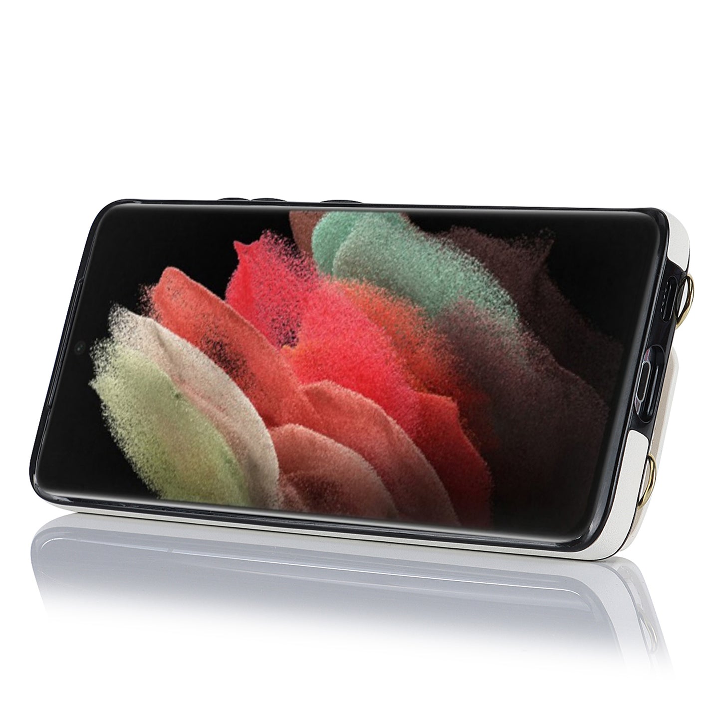 For Samsung Galaxy S21 Ultra 5G Crossbody Phone Case with Zipper Wallet Kickstand, PU Leather Coated TPU Cover