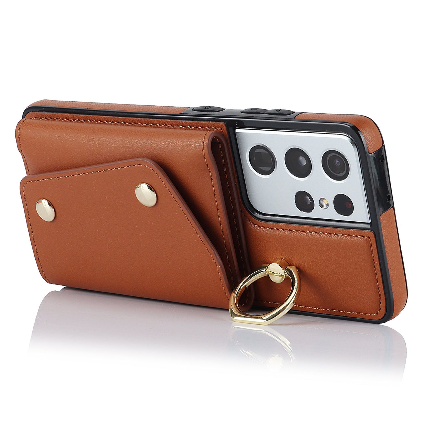 For Samsung Galaxy S21 Ultra 5G Crossbody Phone Case with Zipper Wallet Kickstand, PU Leather Coated TPU Cover