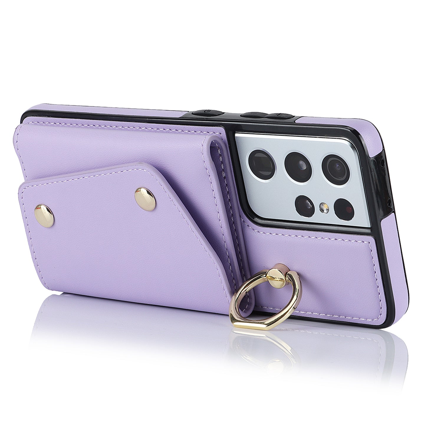 For Samsung Galaxy S21 Ultra 5G Crossbody Phone Case with Zipper Wallet Kickstand, PU Leather Coated TPU Cover