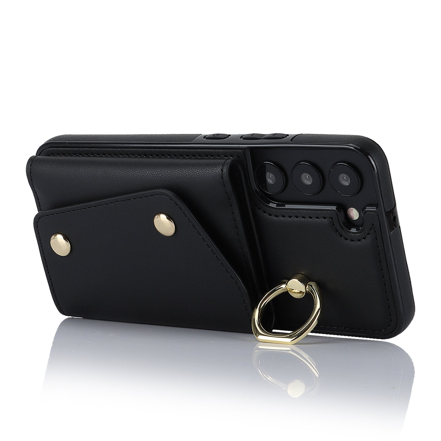 For Samsung Galaxy S22 5G Zipper Wallet Phone Cover Rotary Ring Kickstand PU Leather Coated TPU Case