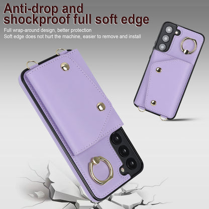For Samsung Galaxy S22 5G Zipper Wallet Phone Cover Rotary Ring Kickstand PU Leather Coated TPU Case