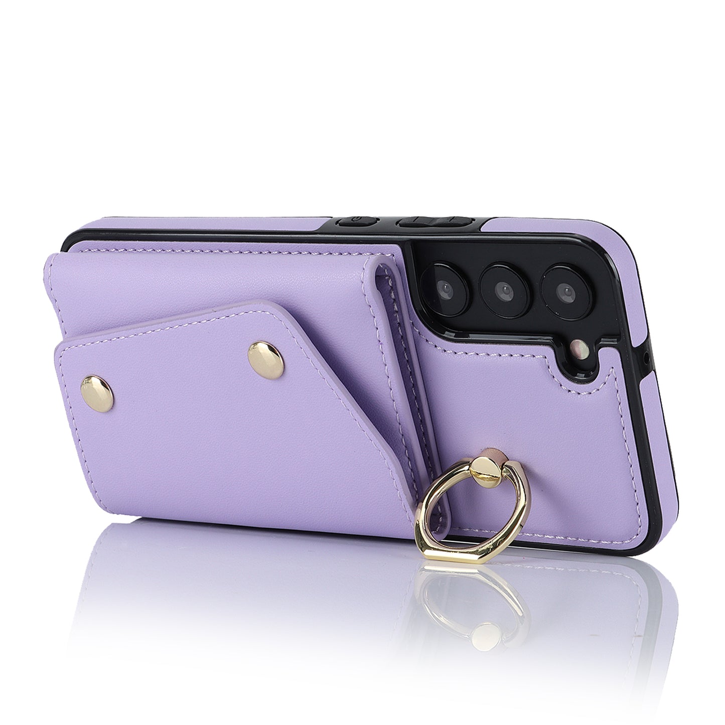 For Samsung Galaxy S22 5G Zipper Wallet Phone Cover Rotary Ring Kickstand PU Leather Coated TPU Case